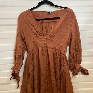 Burnt orange modest dress